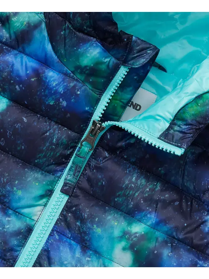 Детская утепленная куртка с капюшоном FeatherFree, складывается в карман Lands' End — изображение 3 из 3, синий