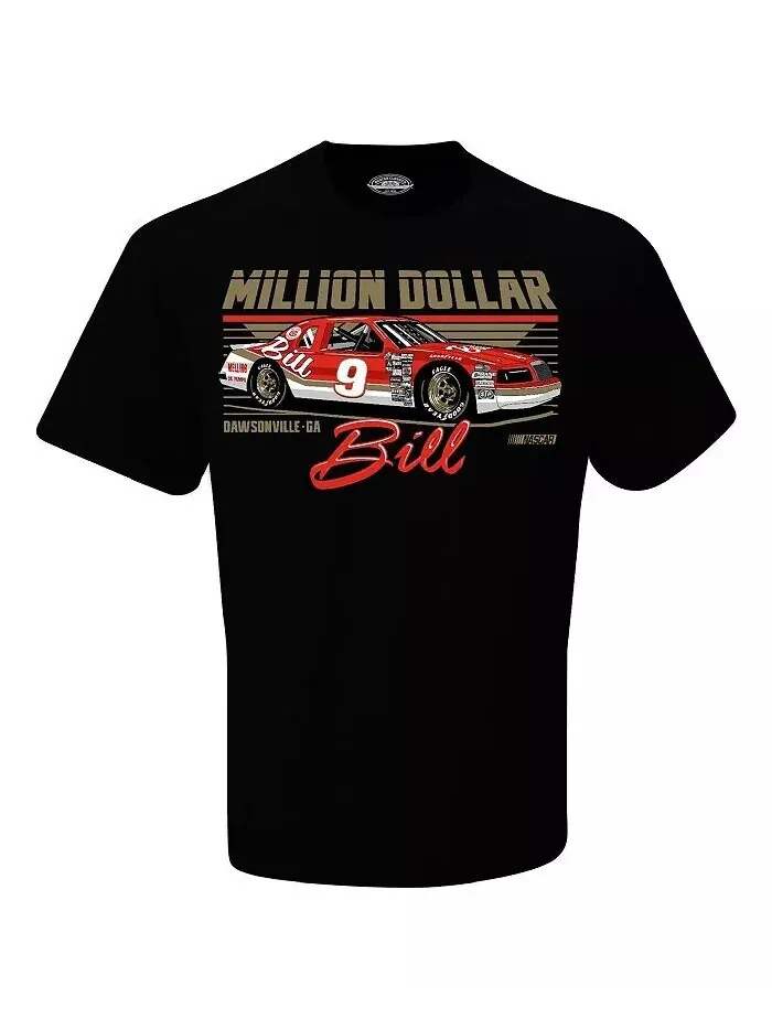 Мужская черная футболка Bill Elliott Billion Dollar Bill Checkered Flag Sports — изображение 2 из 3, черный