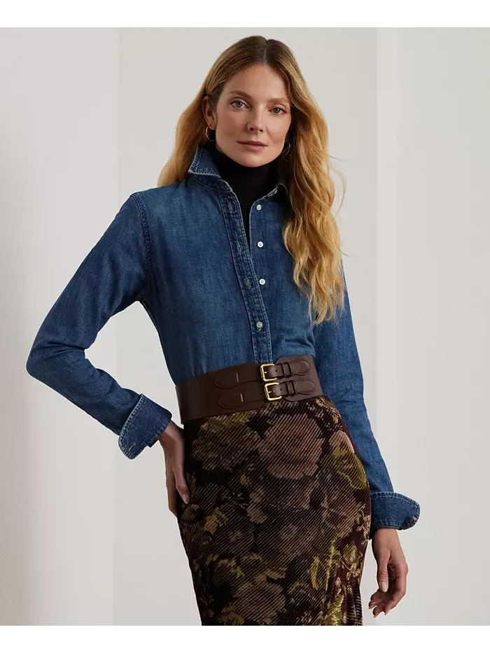 Женская джинсовая рубашка прямого кроя Lauren Ralph Lauren