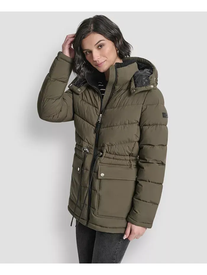 Женский пуховик-анорак с капюшоном Shine DKNY — изображение 3 из 9, лоден