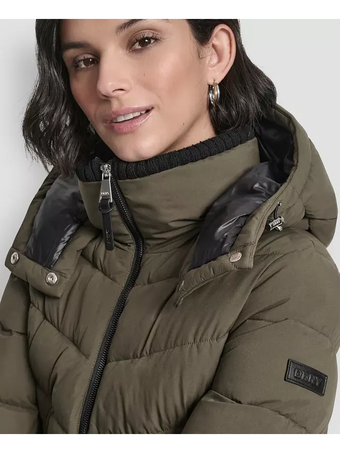 Женский пуховик-анорак с капюшоном Shine DKNY — изображение 7 из 9, лоден