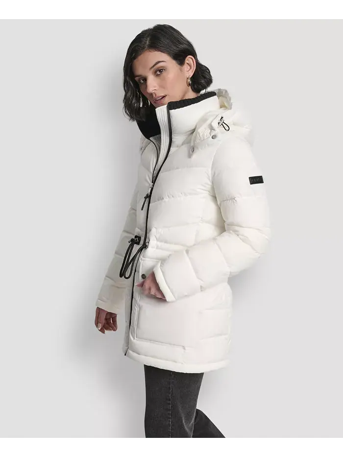 Женский пуховик-анорак с капюшоном Shine DKNY — изображение 4 из 7, серебристый