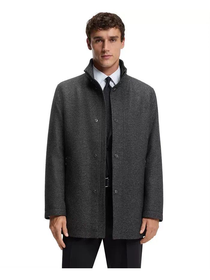 Мужское пальто свободного кроя из шерстяной смеси Hugo Boss