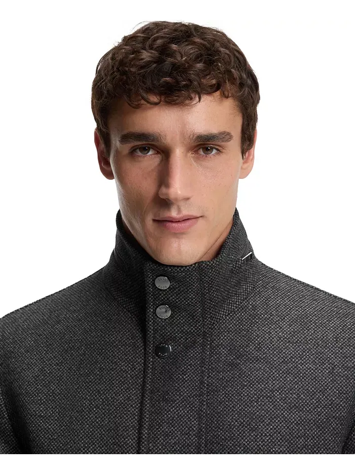 Мужское пальто свободного кроя из шерстяной смеси Hugo Boss — изображение 2 из 6, серый