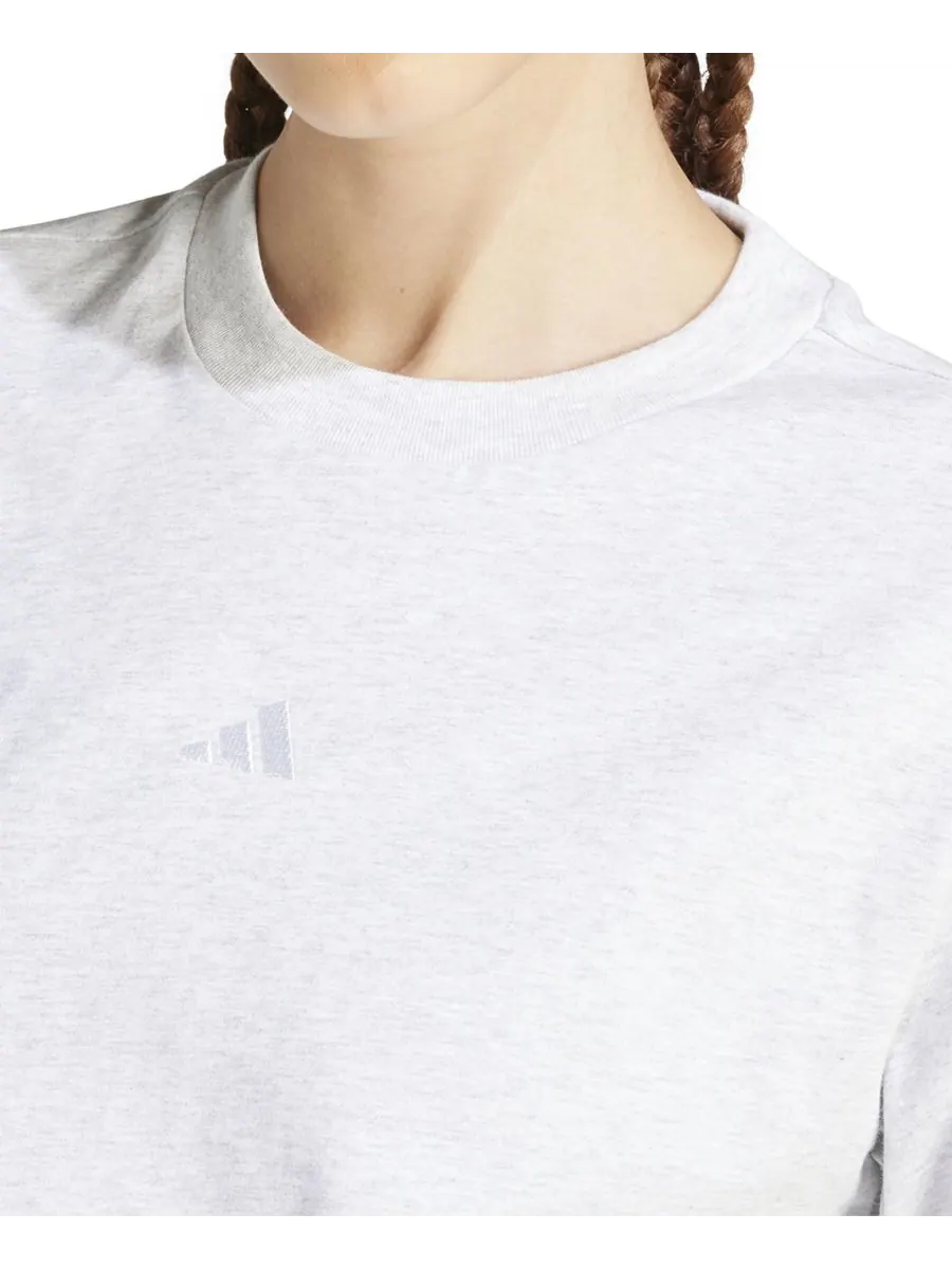 Женская базовая хлопковая футболка с небольшим логотипом Adidas — изображение 4 из 5, светлый серый/белый