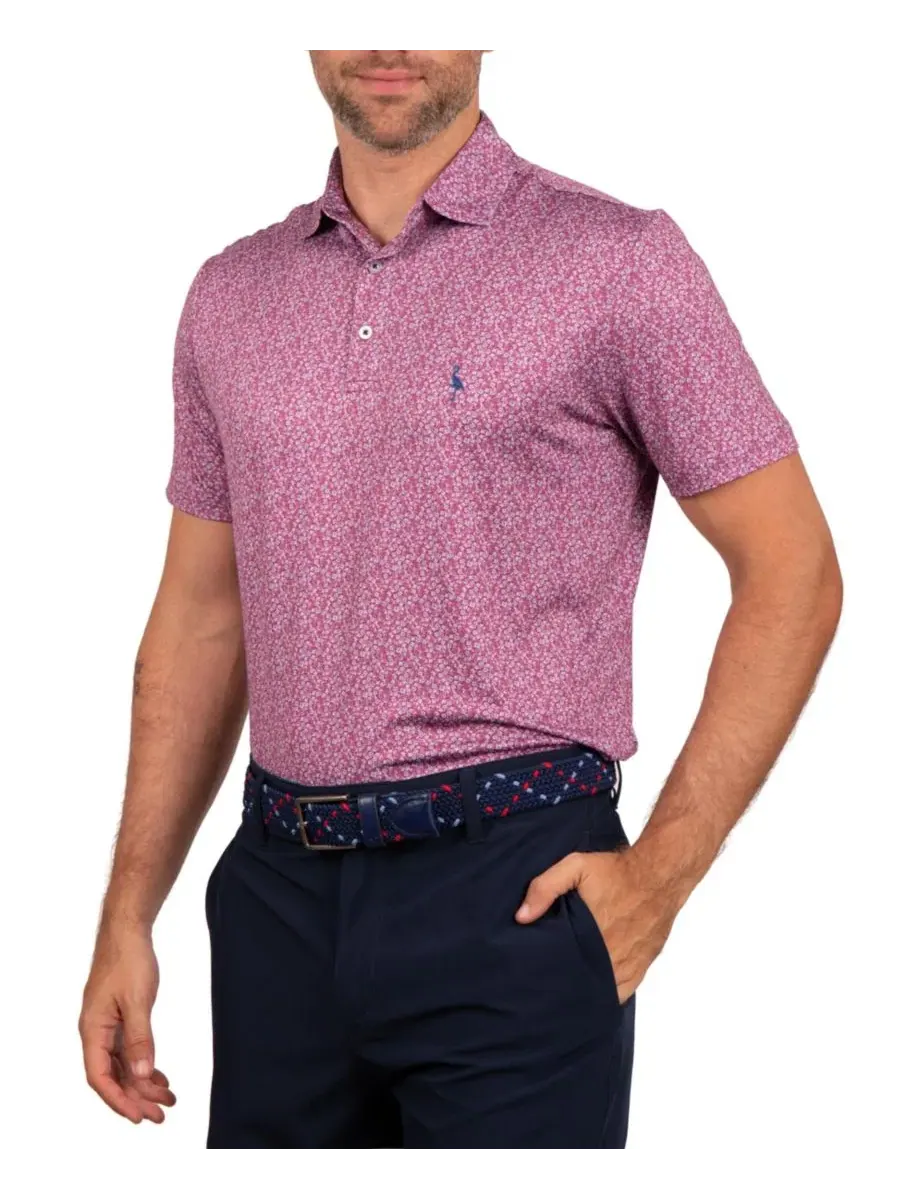 Поло с коротким рукавом, с принтом, Mini Ditsy Performance Polo Tailorbyrd — изображение 2 из 3, бордовый