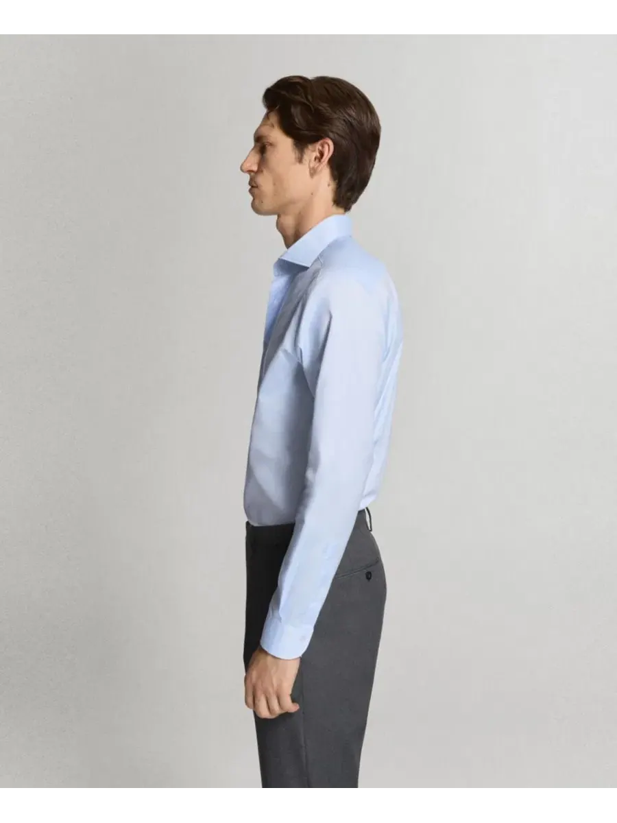 Мужская рубашка из хлопка с длинным рукавом, Slim Fit MANGO — изображение 4 из 6, синий