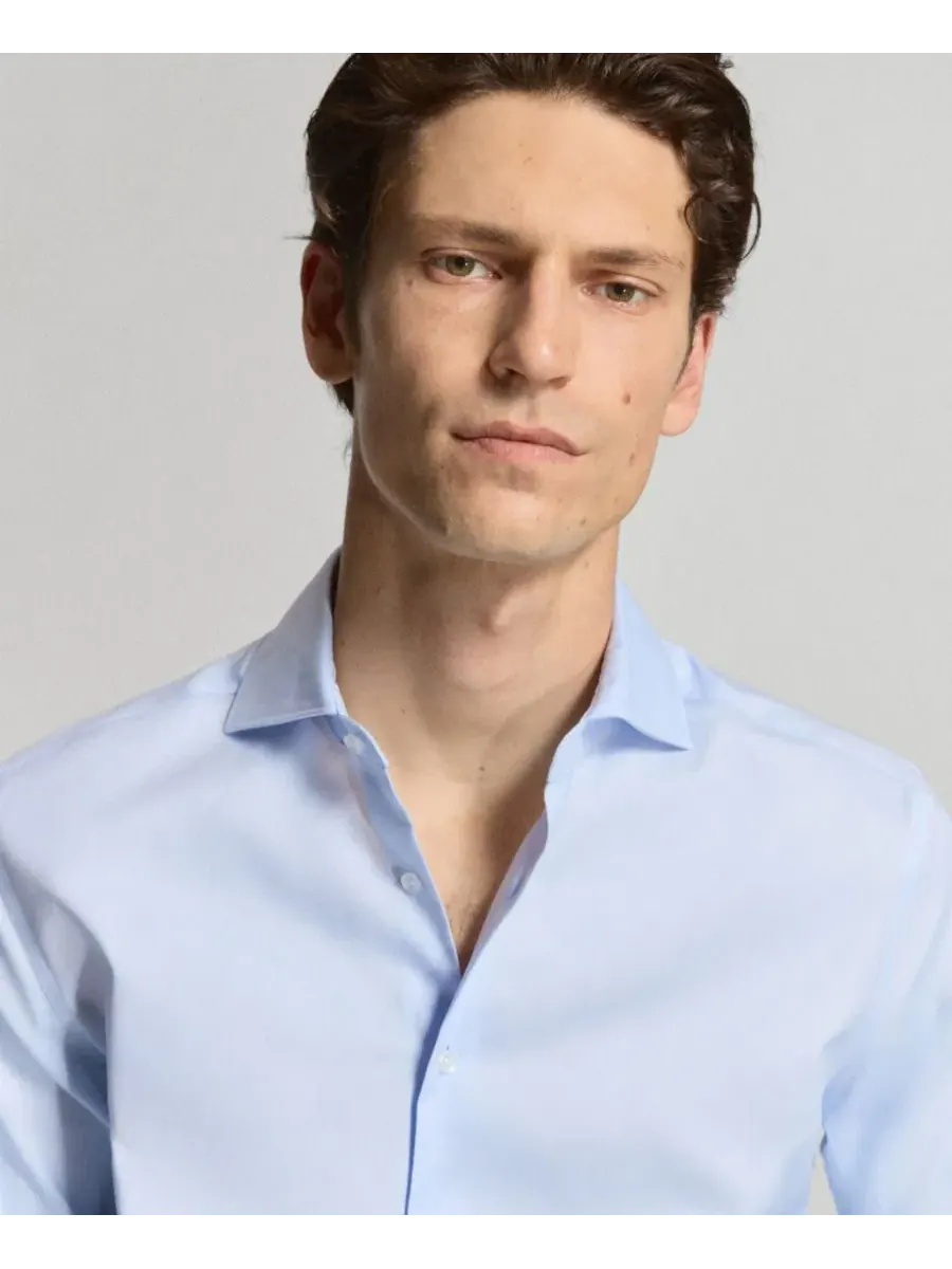 Мужская рубашка из хлопка с длинным рукавом, Slim Fit MANGO — изображение 5 из 6, синий