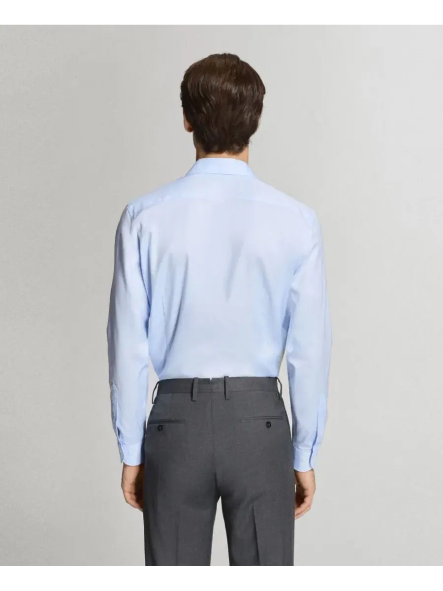 Мужская рубашка из хлопка с длинным рукавом, Slim Fit MANGO — изображение 6 из 6, синий