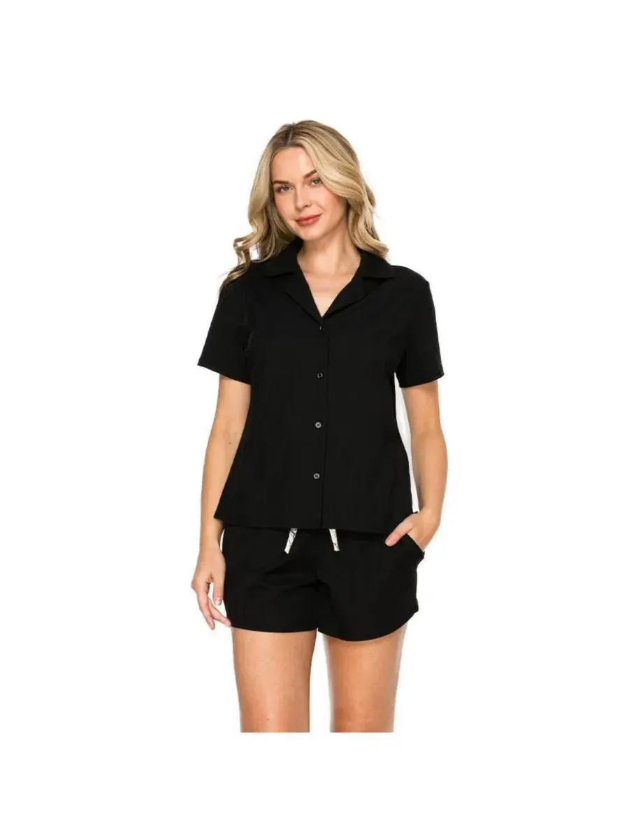 Пижамный комплект с коротким рукавом и шортами, рифленый трикотаж, модель Yummy Ribbed Jersey-Knit