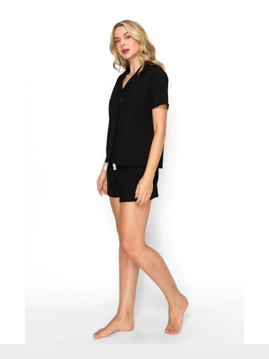 Пижамный комплект с коротким рукавом и шортами, рифленый трикотаж, модель Yummy Ribbed Jersey-Knit — изображение 2 из 5