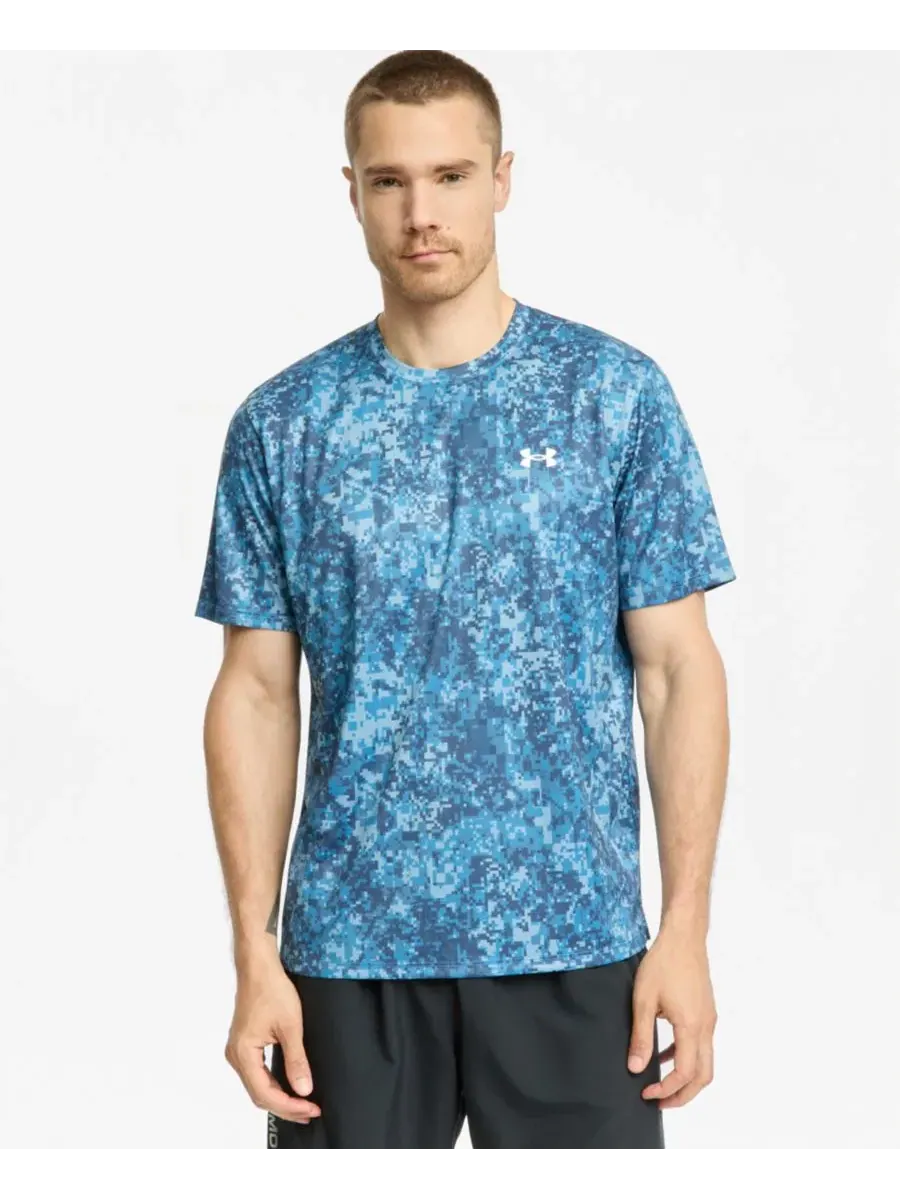 Футболка мужская с принтом Under Armour — изображение 1 из 4, синий/белый