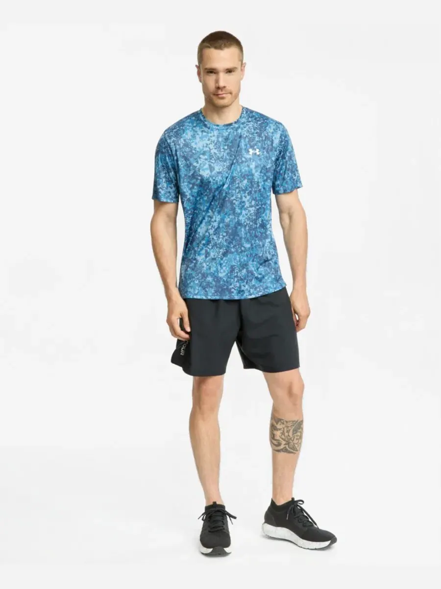Футболка мужская с принтом Under Armour — изображение 2 из 4, синий/белый