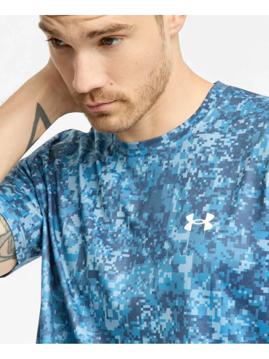 Футболка мужская с принтом Under Armour — изображение 3 из 4, синий/белый