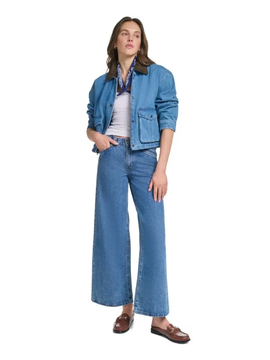 Женская куртка-бомбер из хлопка с воротником из вельвета, модель Barn Jacket Levi's, Med Wash D — изображение 6 из 7