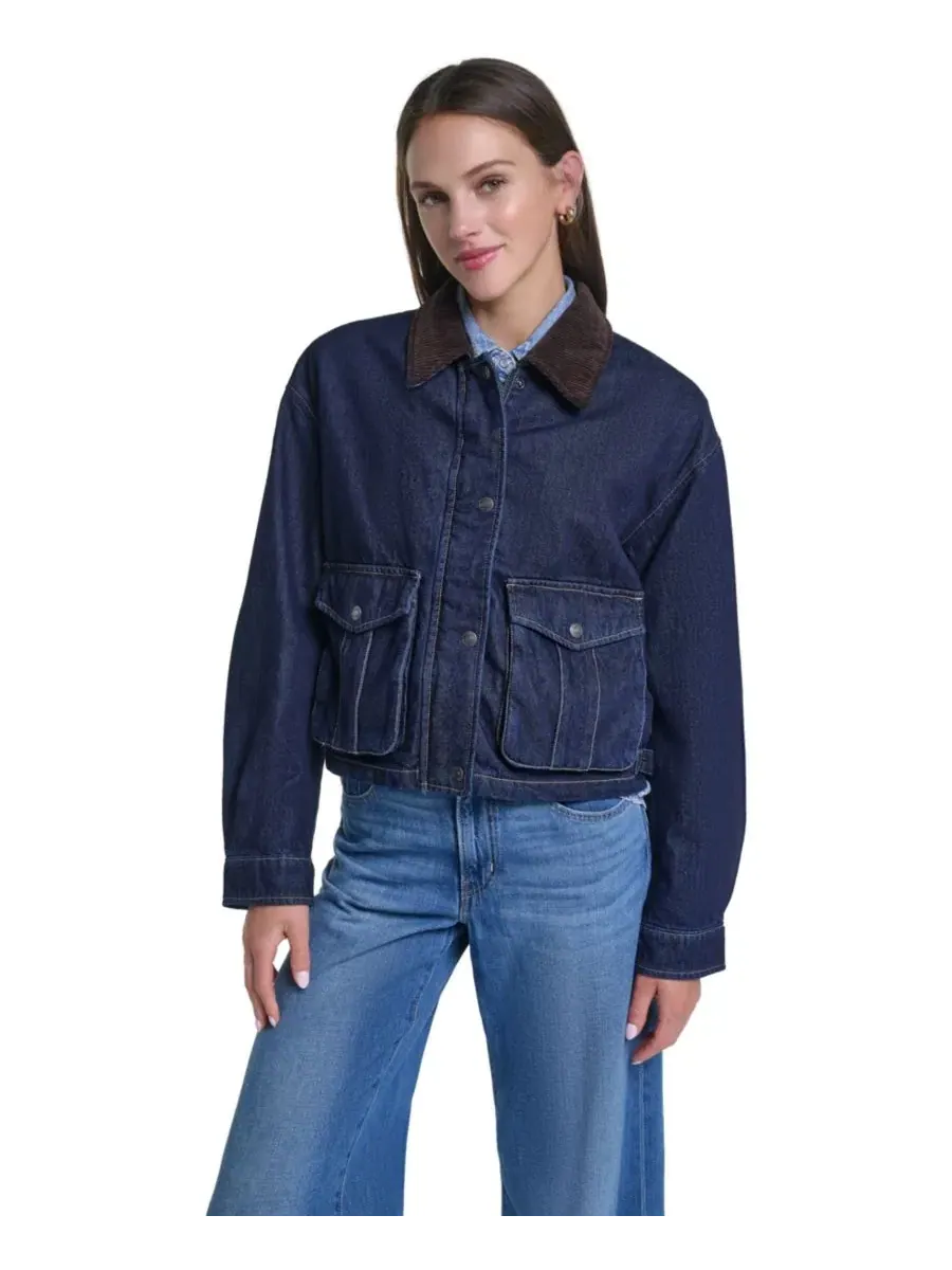 Женская куртка-бомбер из хлопка с вельветовым воротником Levi's — изображение 1 из 6, красный