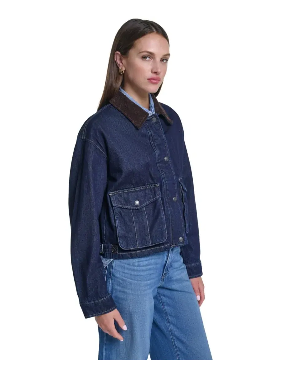Женская куртка-бомбер из хлопка с вельветовым воротником Levi's — изображение 2 из 6, красный