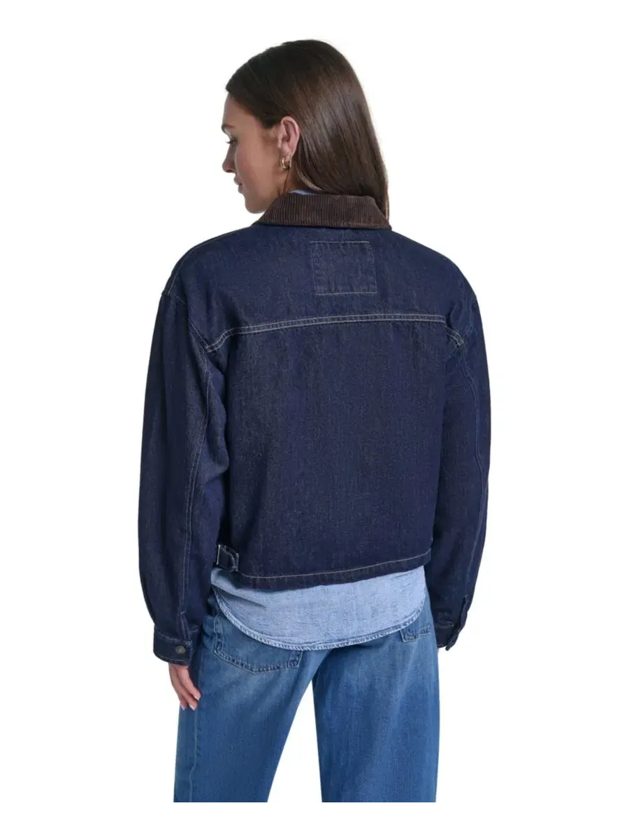 Женская куртка-бомбер из хлопка с вельветовым воротником Levi's — изображение 3 из 6, красный