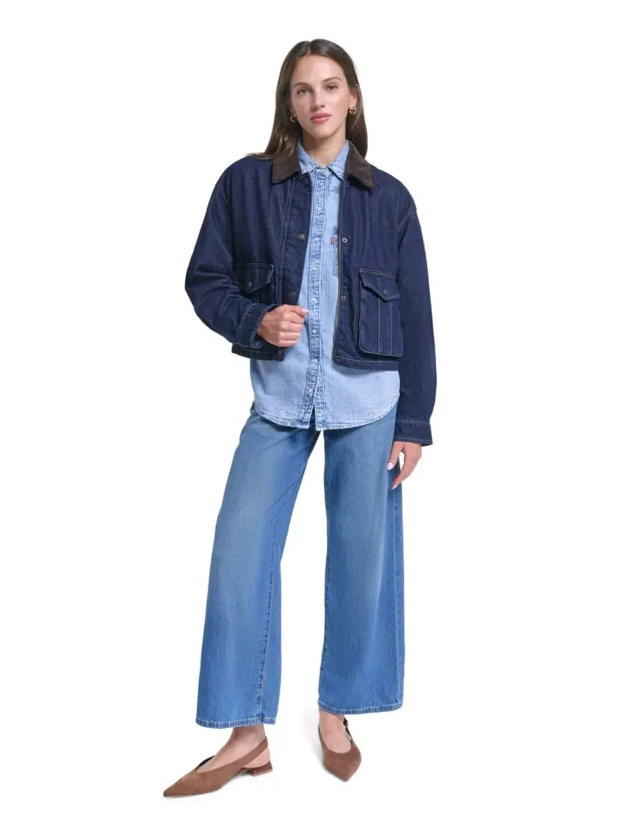 Женская куртка-бомбер из хлопка с вельветовым воротником Levi's — изображение 4 из 6, красный