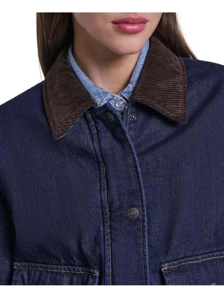 Женская куртка-бомбер из хлопка с вельветовым воротником Levi's — изображение 5 из 6, красный