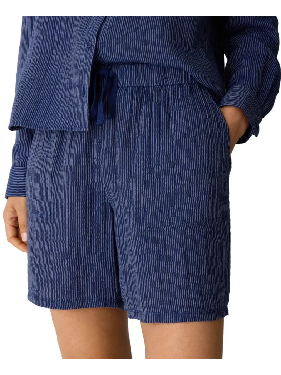 Шорты с эластичным поясом и кулиской, модель Drawstring Shorts Eileen Fisher — изображение 3 из 4, темно-синий