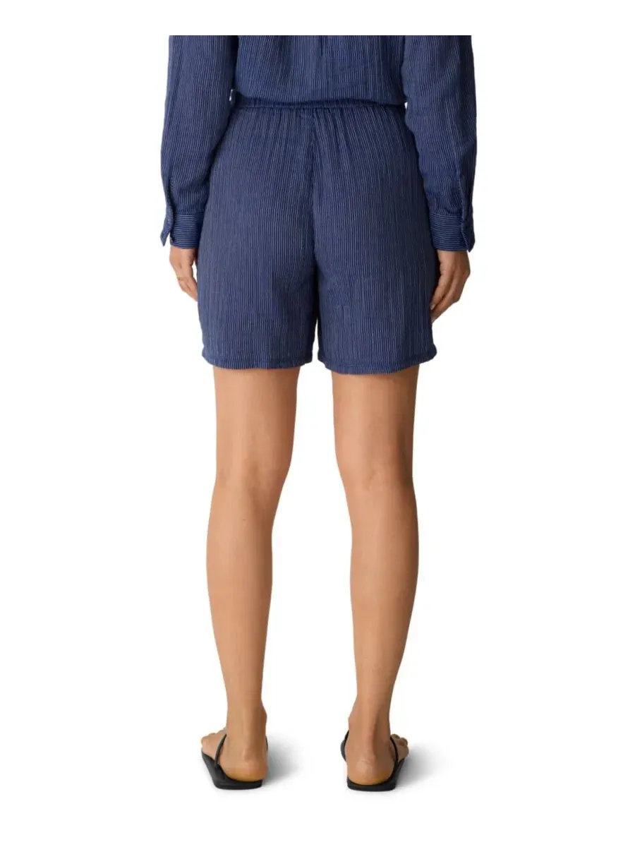 Шорты с эластичным поясом и кулиской, модель Drawstring Shorts Eileen Fisher — изображение 4 из 4, темно-синий