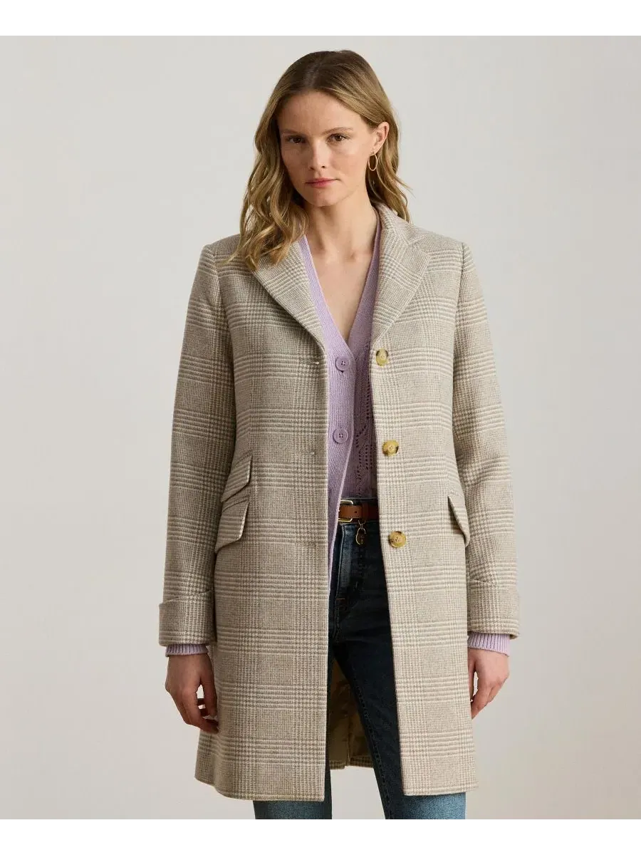 Пальто двубортное шерстяное Walker Lauren Ralph Lauren — изображение 1 из 5, кремовый