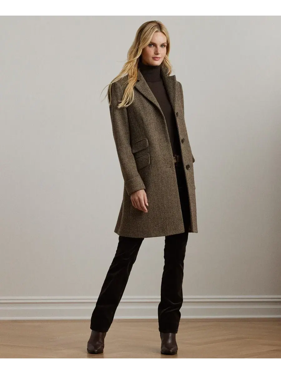 Пальто-рифер из шерстяной смеси Walker Lauren Ralph Lauren — изображение 2 из 5, коричневый