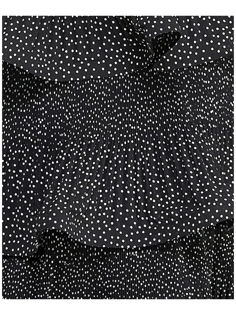 Платье миди с многослойной юбкой и кружевной спинкой Polka Dot Layered Ruffle SENI & CADE — изображение 4 из 6, белый