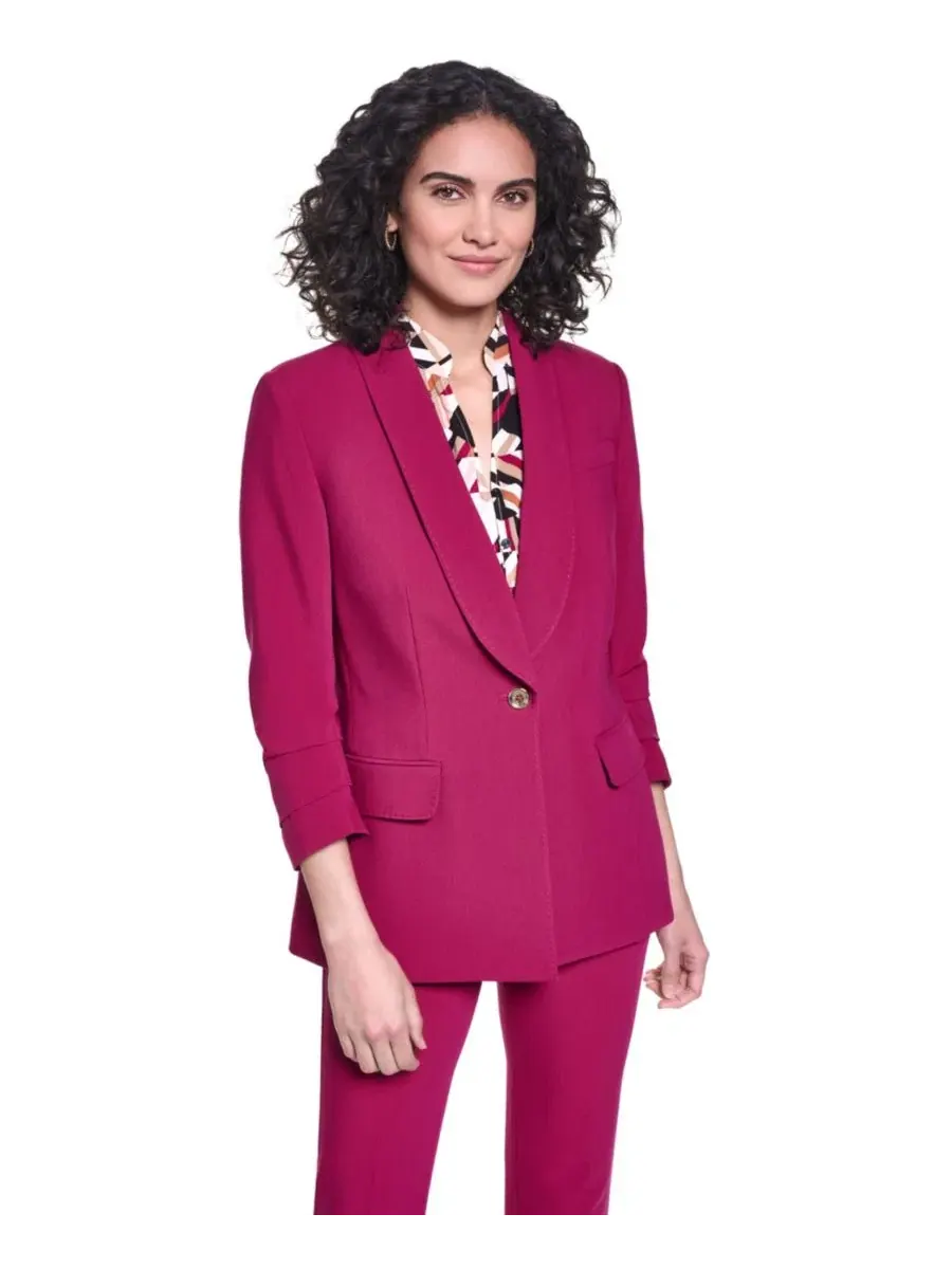 Женская куртка с рукавами 3/4, утепленными плечами и одной пуговицей Karl Lagerfeld Paris — изображение 1 из 6, фиолетовый