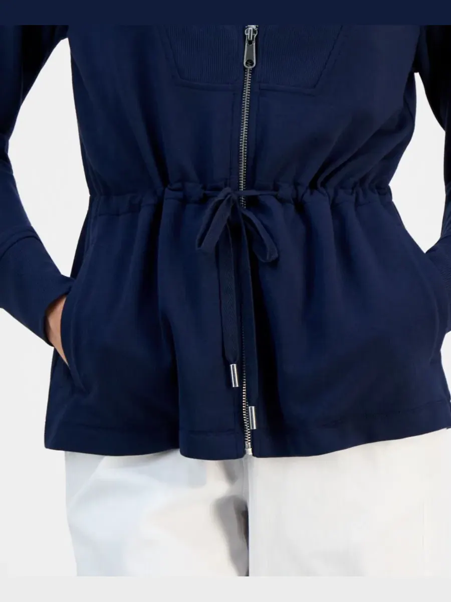Миниатюрная флисовая куртка LuxLounge из французского махрового трикотажа на молнии Style & Co — изображение 4 из 4, синий