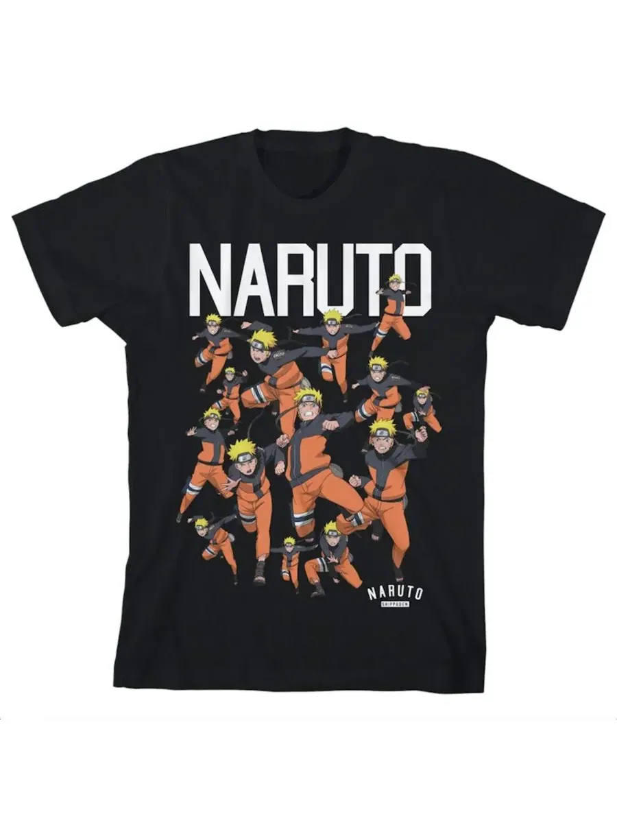 Детская футболка с графическим принтом "Boys Character Squad" черного цвета, размер XL Naruto — черный