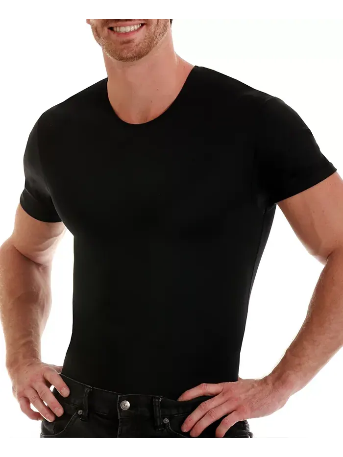 Мужская футболка с коротким рукавом и круглым вырезом Insta Slim Compression, размеры Big & Tall — изображение 1 из 5, черный