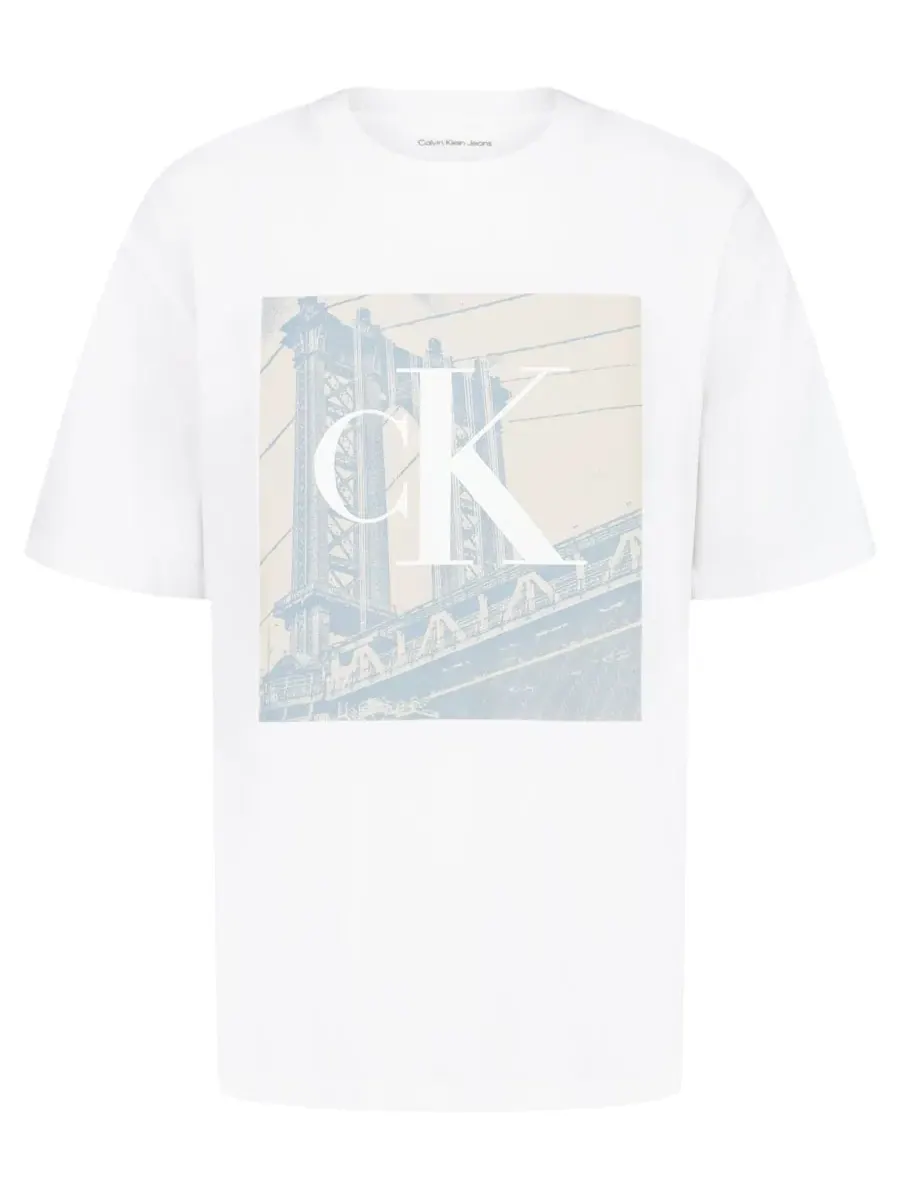 Детская футболка с круглым вырезом "Бруклинский мост" (8-20 лет) Calvin Klein — изображение 4 из 8, белый