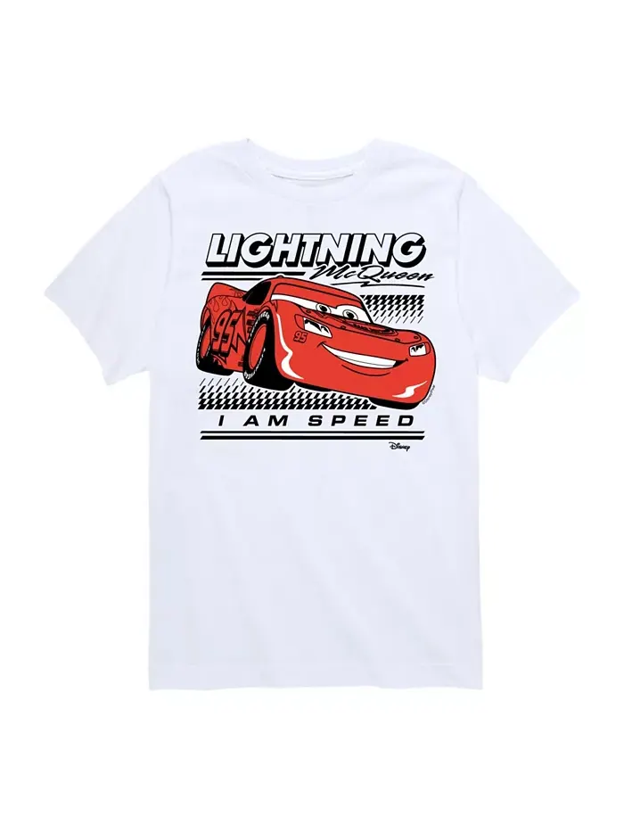 Футболка с коротким рукавом и принтом Lightning McQueen для мальчиков Cars — белый