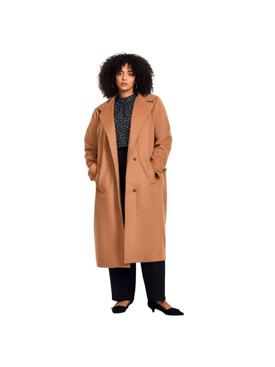 Женское длинное пальто с воротником-стойкой AVENUE, Soft Camel