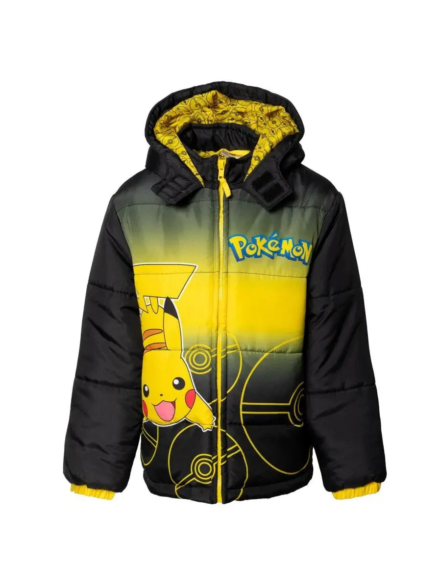 Детская куртка-пуховик с капюшоном Pikachu Pokemon — желтый