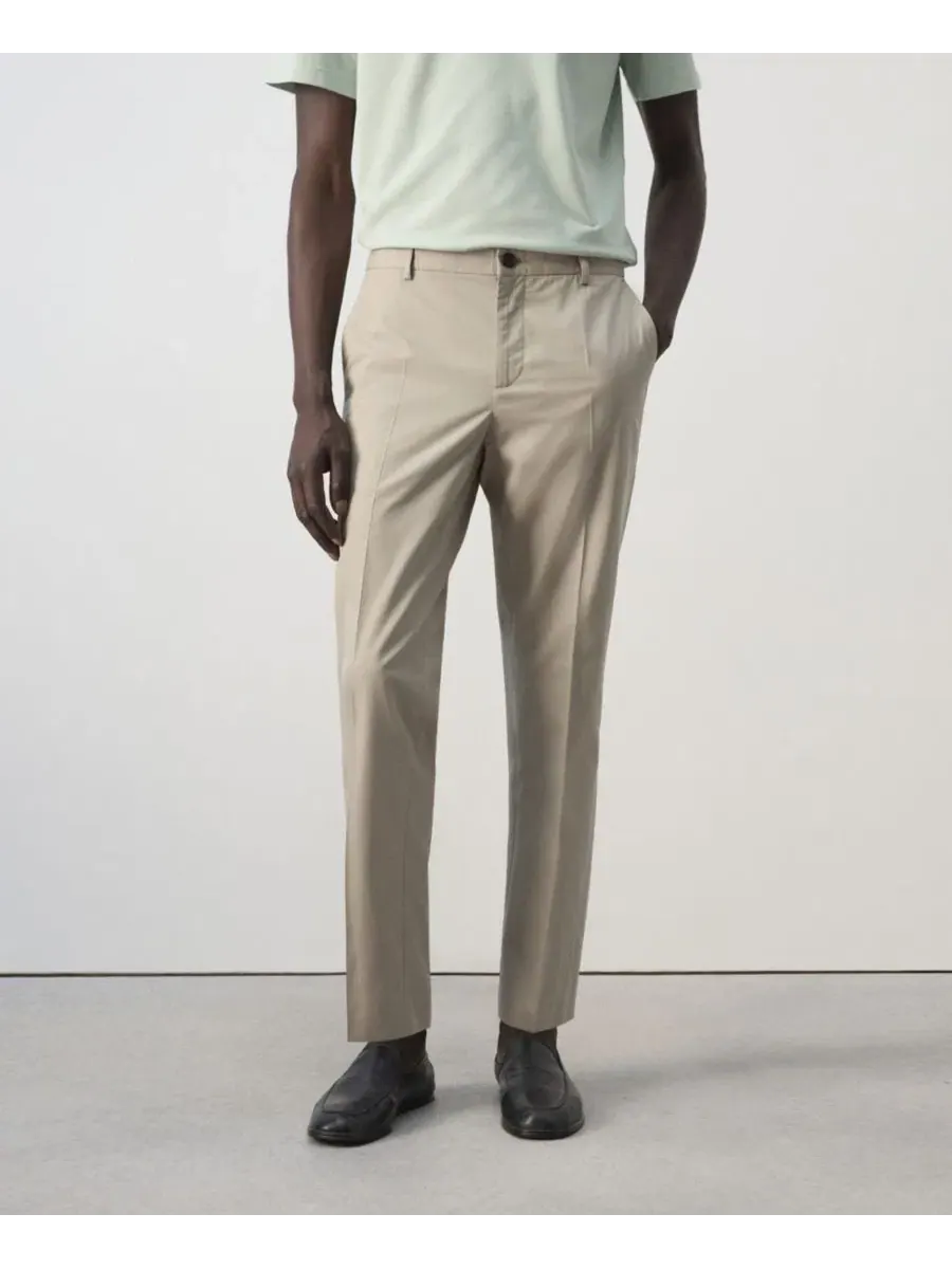 Брюки зауженные укороченные из хлопка и лиоцелла Slim Fit MANGO