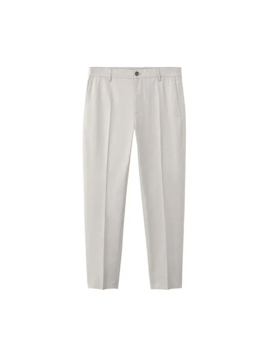 Брюки зауженные скинни Mango из хлопка и лиоцелла, Slim Fit — изображение 2 из 6, серый