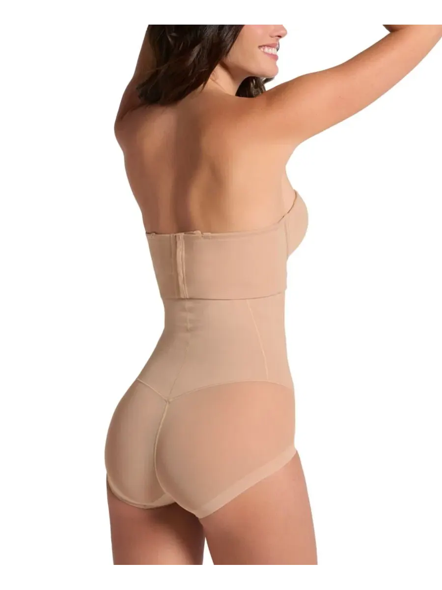 Боди без бретелек с утяжкой талии Sheer Highlight Extra-Waisted Leonisa — изображение 4 из 4, золотистый бежевый