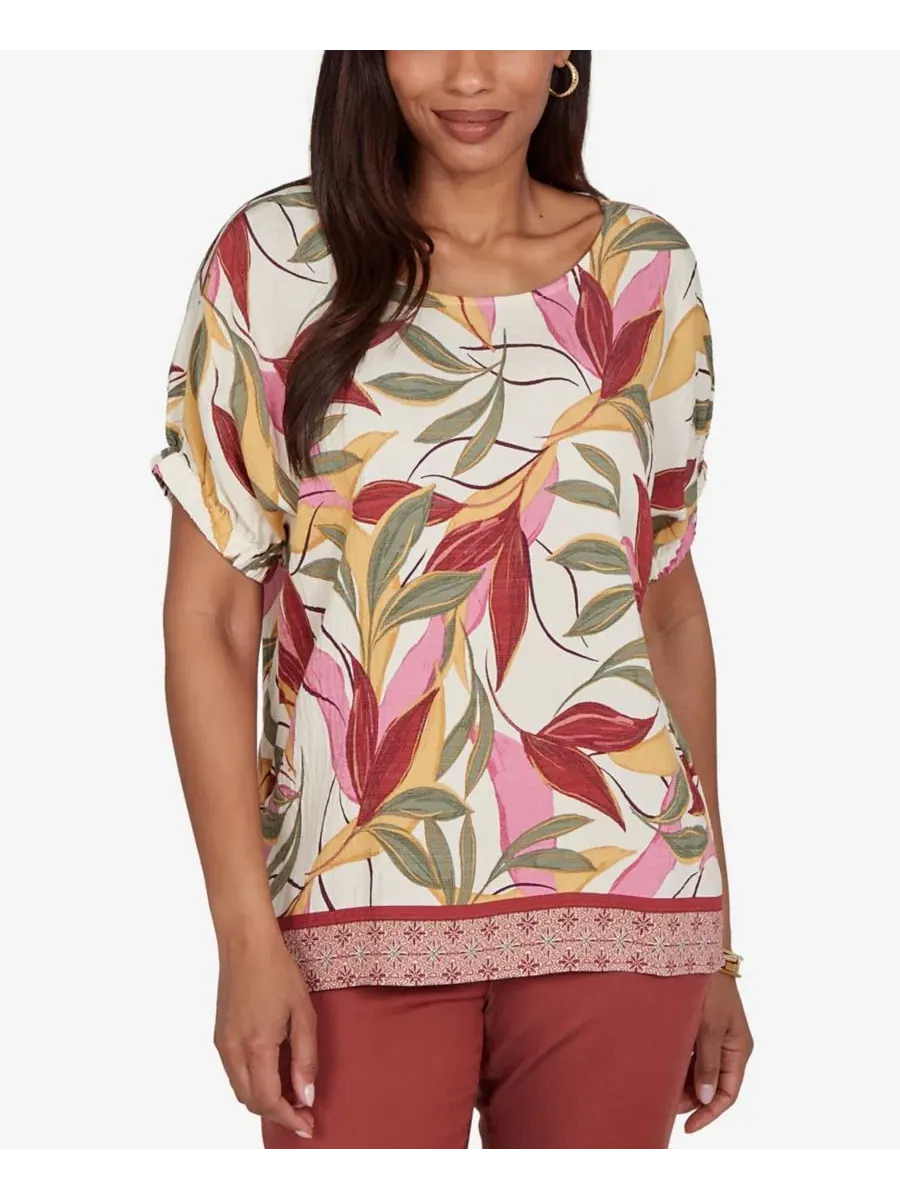 Блуза с принтом Petite Textured Leaf Print Ruby Rd.