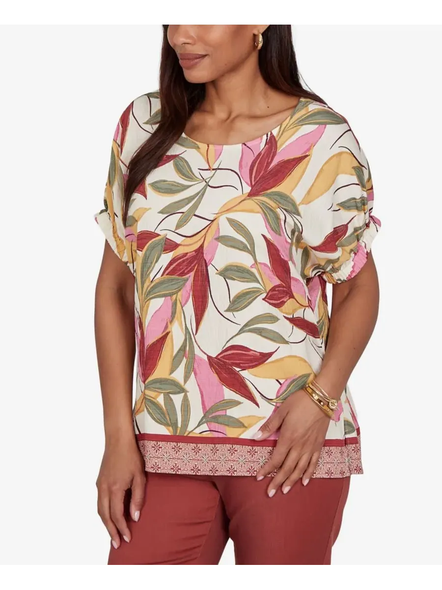 Блуза с принтом Petite Textured Leaf Print Ruby Rd. — изображение 2 из 5, мульти