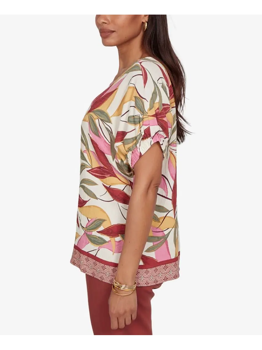 Блуза с принтом Petite Textured Leaf Print Ruby Rd. — изображение 3 из 5, мульти