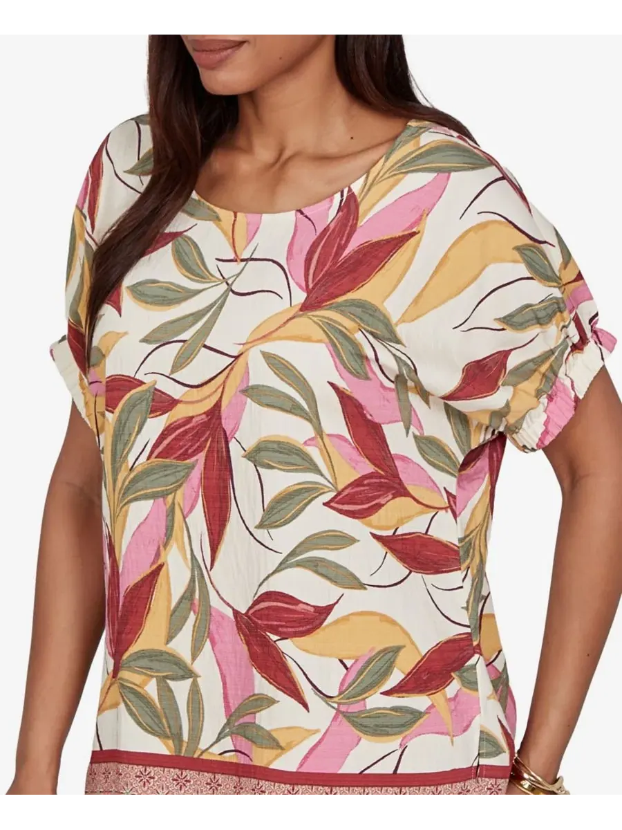 Блуза с принтом Petite Textured Leaf Print Ruby Rd. — изображение 4 из 5, мульти