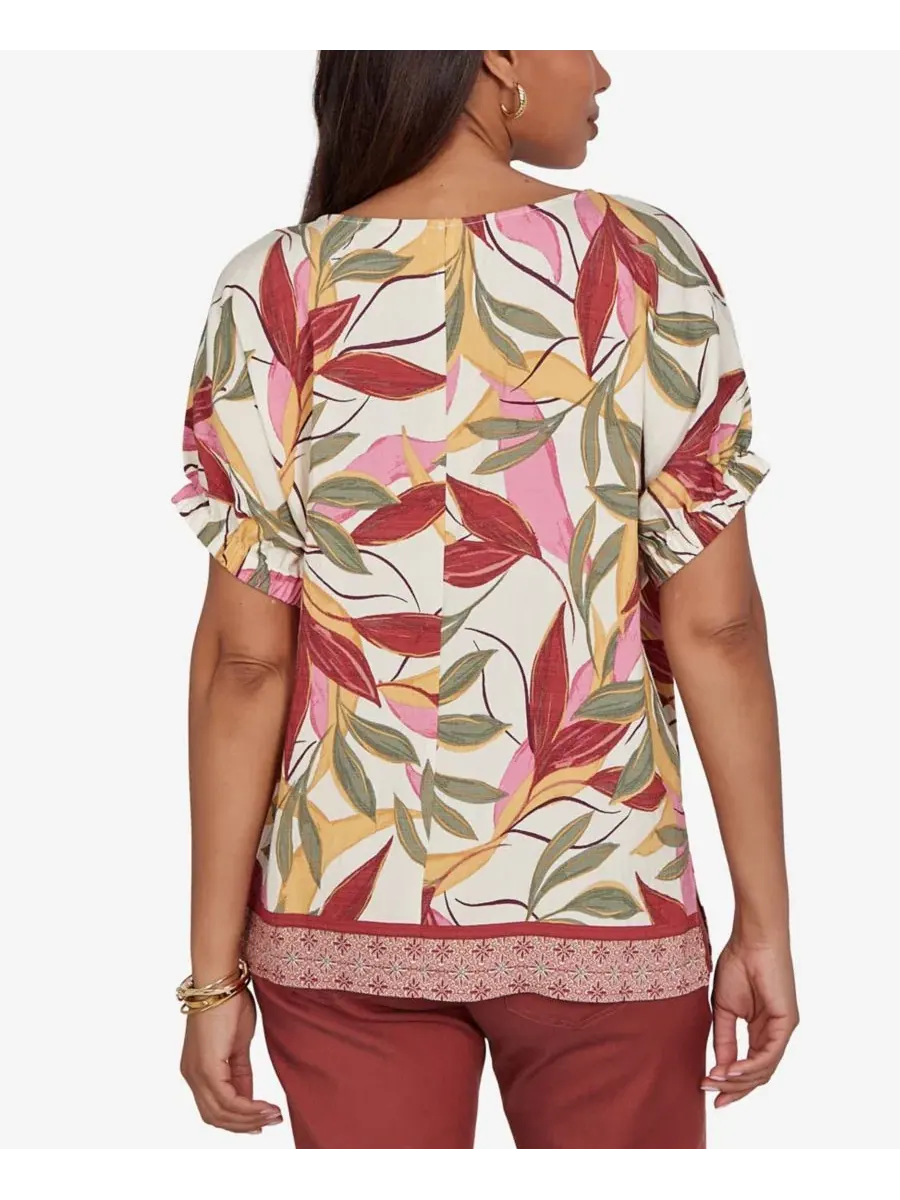 Блуза с принтом Petite Textured Leaf Print Ruby Rd. — изображение 5 из 5, мульти