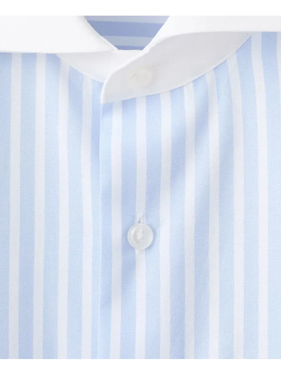 Мужская рубашка с длинным рукавом, в полоску, Slim Fit MANGO — изображение 5 из 6, синий