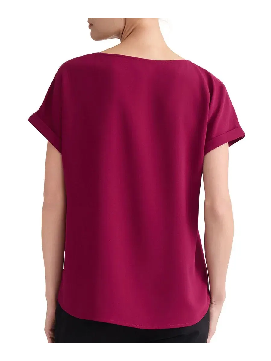 Блузка с коротким рукавом и пуговицами на плечах, модель Petite Shoulder-Button-Detail Boat-Neck — изображение 5 из 5