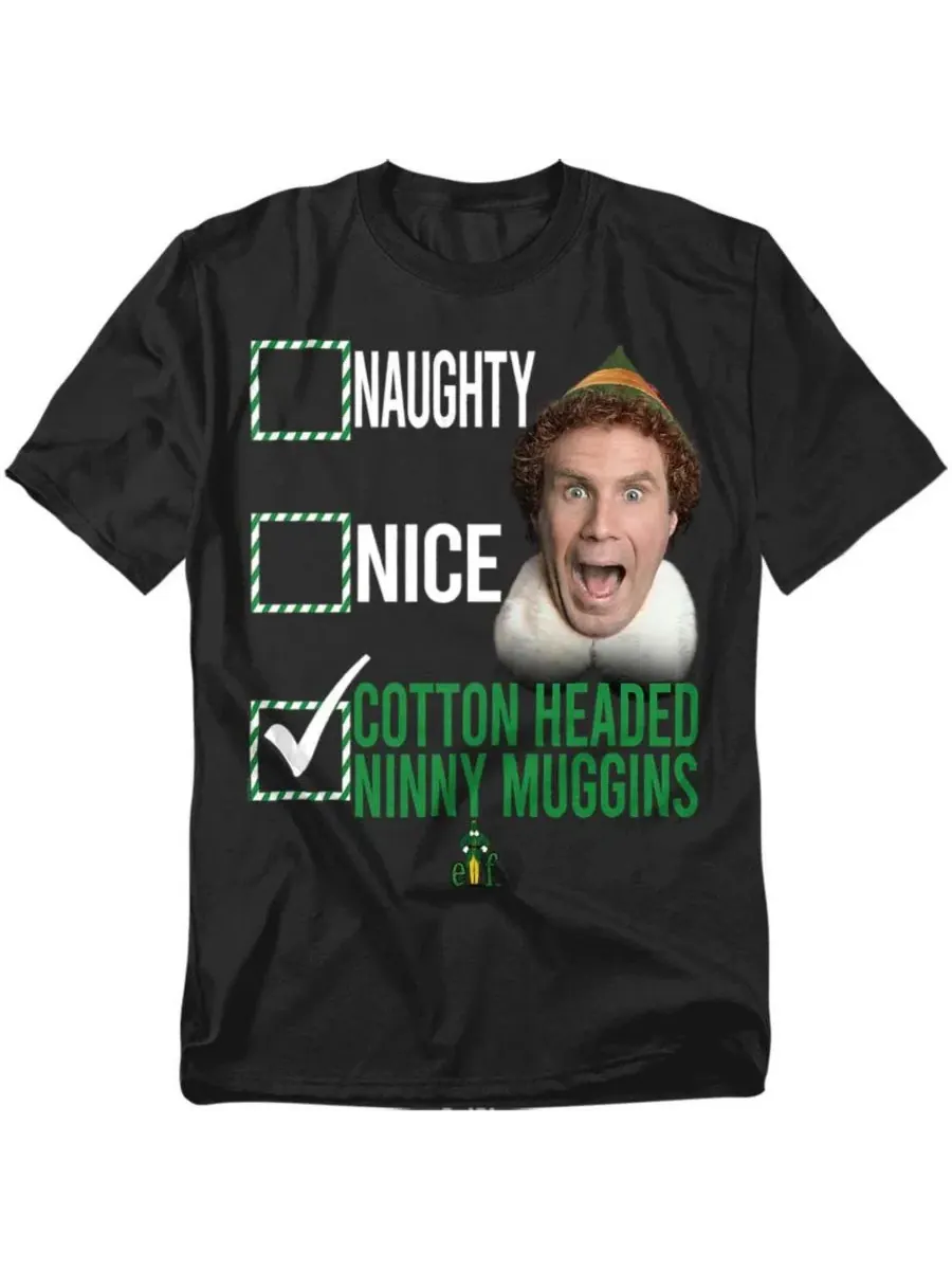 Футболка с принтом Not Naughty Not Nice Elf — черный