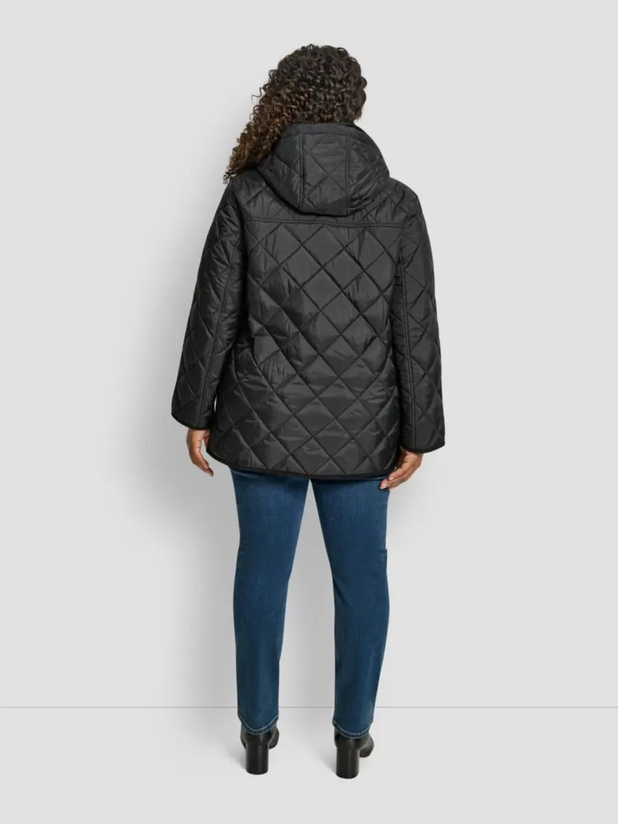 Стеганое пальто с капюшоном больших размеров DKNY — изображение 2 из 5, черный