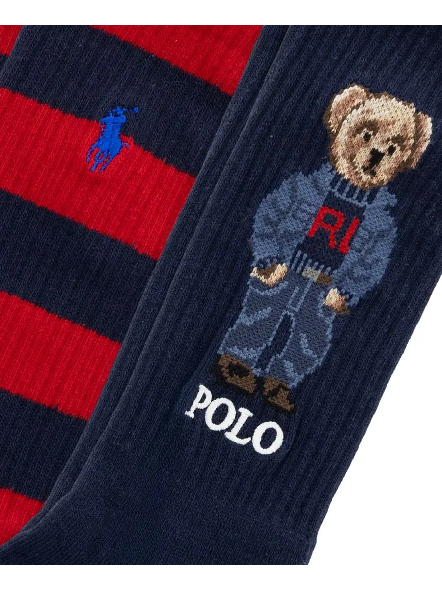 Мужские джинсовые носки с рисунком медведя и полоски, комплект из 2 штук Polo Ralph Lauren — изображение 2 из 3